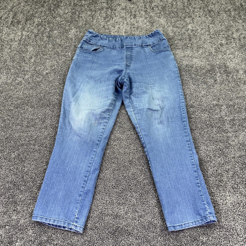 Blair Jeans Womens 16PT Blue High Rise Relaxed Straight Stretch Denim Casual